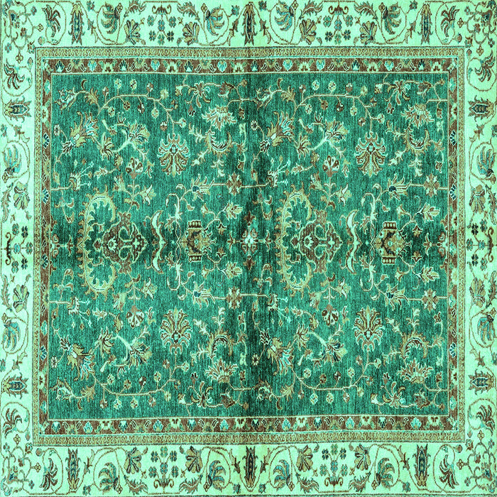 Square Machine Washable Oriental Turquoise Traditional Area Rugs, wshabs3213turq