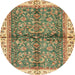 Round Abstract Saddle Brown Oriental Rug, abs3213