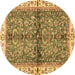 Round Oriental Brown Traditional Rug, abs3213brn