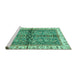 Sideview of Machine Washable Oriental Turquoise Traditional Area Rugs, wshabs3213turq