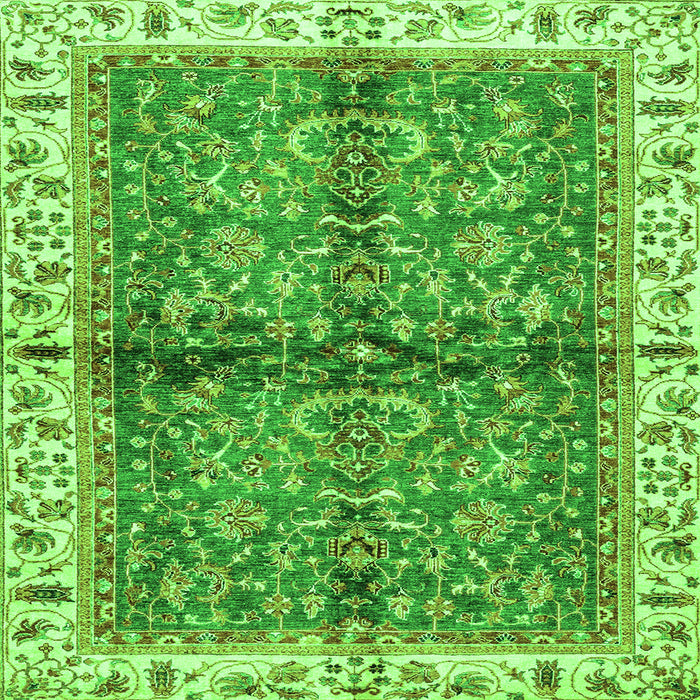Square Oriental Green Traditional Rug, abs3213grn
