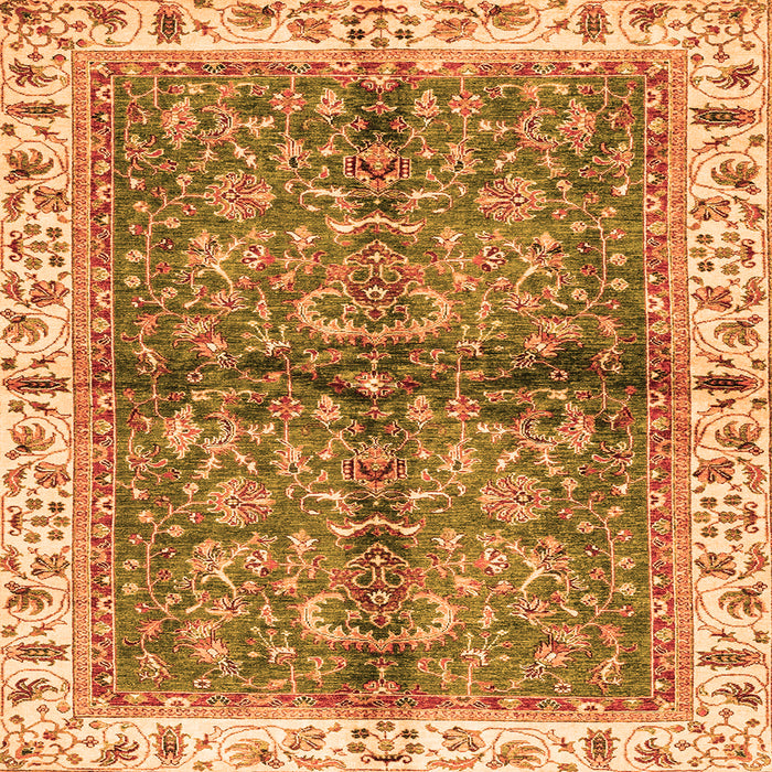 Square Oriental Orange Traditional Rug, abs3213org