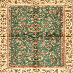 Square Machine Washable Abstract Saddle Brown Rug, wshabs3213