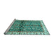 Sideview of Machine Washable Oriental Light Blue Traditional Rug, wshabs3213lblu