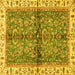 Square Machine Washable Oriental Yellow Traditional Rug, wshabs3213yw