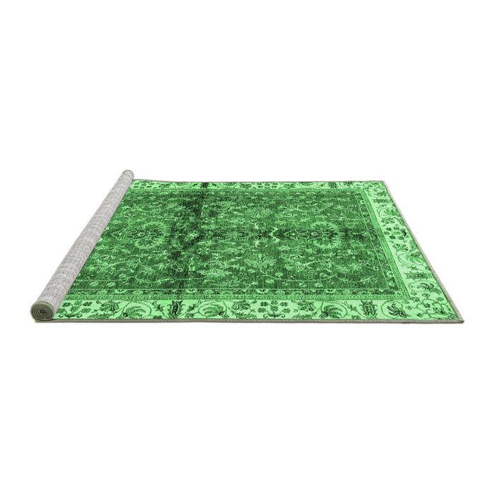 Sideview of Machine Washable Oriental Emerald Green Traditional Area Rugs, wshabs3213emgrn