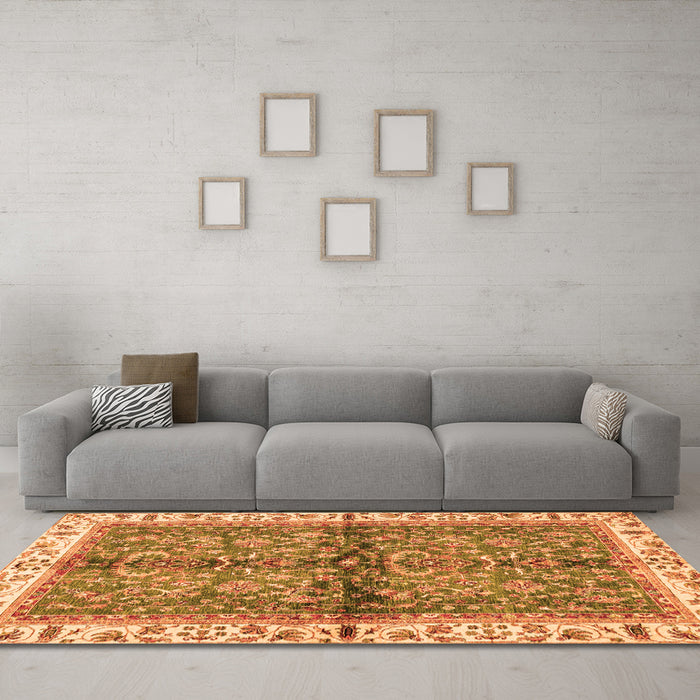 Machine Washable Oriental Orange Traditional Area Rugs in a Living Room, wshabs3213org