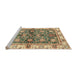 Sideview of Machine Washable Abstract Ginger Brown Green Rug, wshabs3214