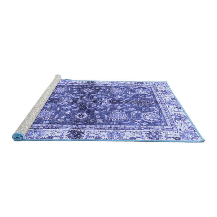 Sideview of Machine Washable Oriental Blue Modern Rug, wshabs3214blu