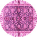 Round Oriental Pink Modern Rug, abs3214pnk