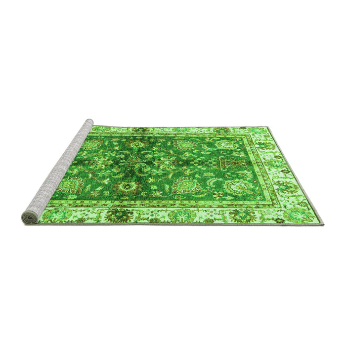 Sideview of Machine Washable Oriental Green Modern Area Rugs, wshabs3214grn