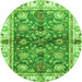 Round Oriental Green Modern Rug, abs3214grn