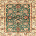 Square Machine Washable Abstract Ginger Brown Green Rug, wshabs3214