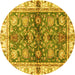 Round Oriental Yellow Modern Rug, abs3214yw