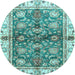 Round Oriental Light Blue Modern Rug, abs3214lblu