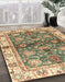 Machine Washable Abstract Ginger Brown Green Rug in a Family Room, wshabs3214