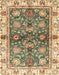 Machine Washable Abstract Ginger Brown Green Rug, wshabs3214