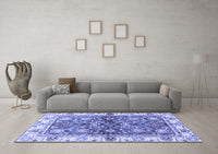 Machine Washable Oriental Blue Modern Rug, wshabs3214blu