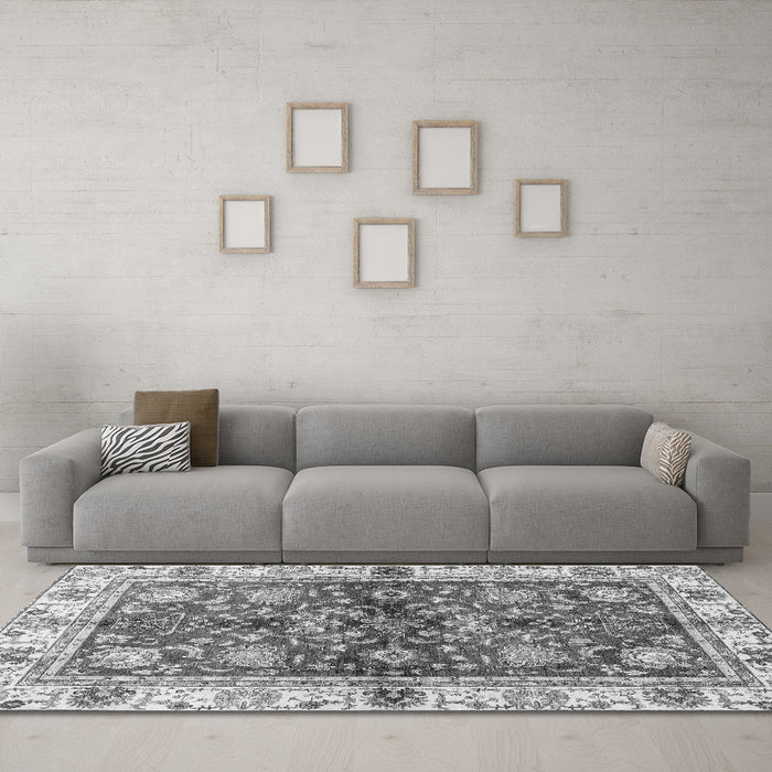 Machine Washable Oriental Gray Modern Rug in a Living Room,, wshabs3214gry