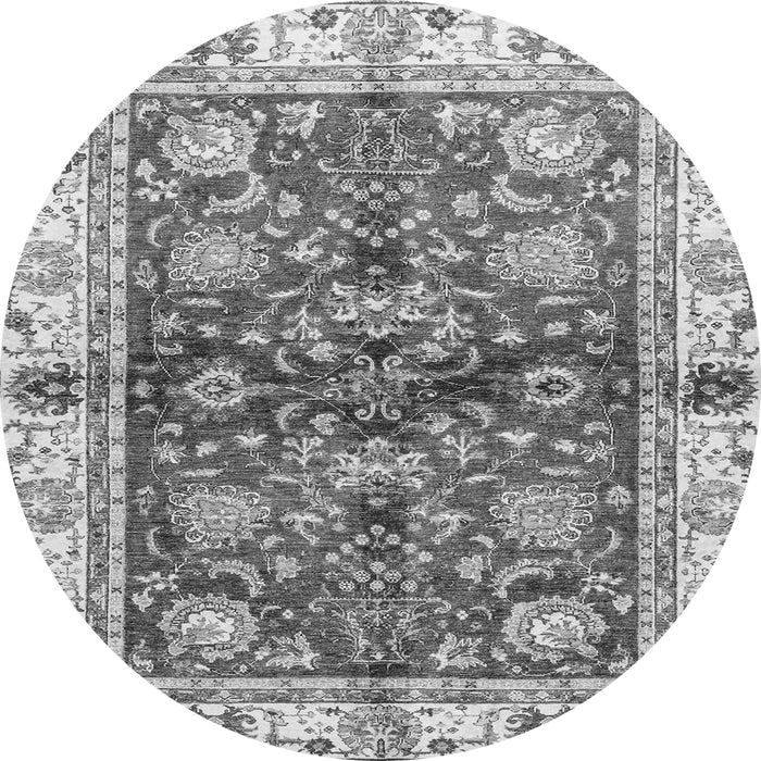Round Machine Washable Oriental Gray Modern Rug, wshabs3214gry