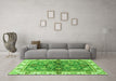 Machine Washable Oriental Green Modern Area Rugs in a Living Room,, wshabs3214grn