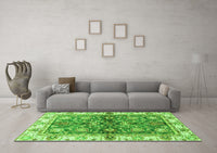 Machine Washable Oriental Green Modern Rug, wshabs3214grn