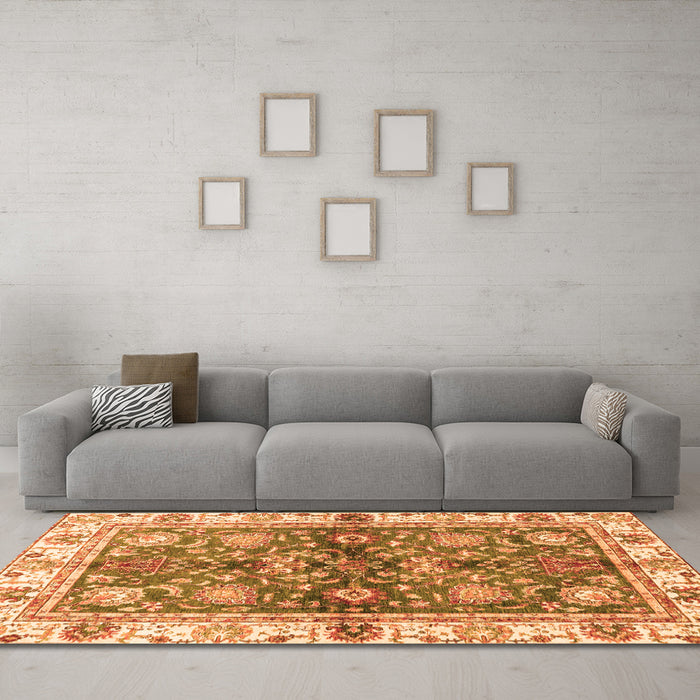 Machine Washable Oriental Orange Modern Area Rugs in a Living Room, wshabs3214org