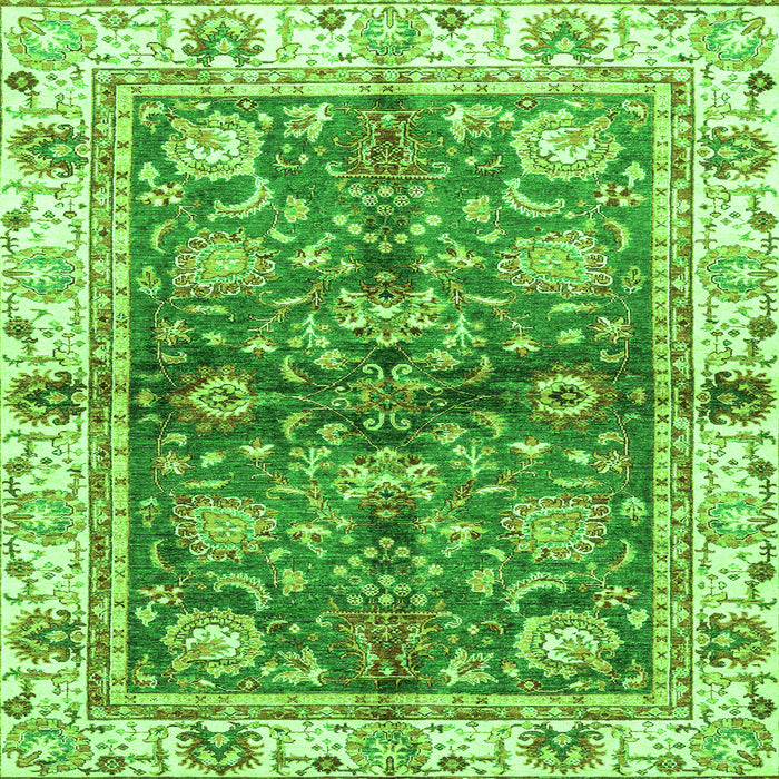Square Machine Washable Oriental Green Modern Area Rugs, wshabs3214grn