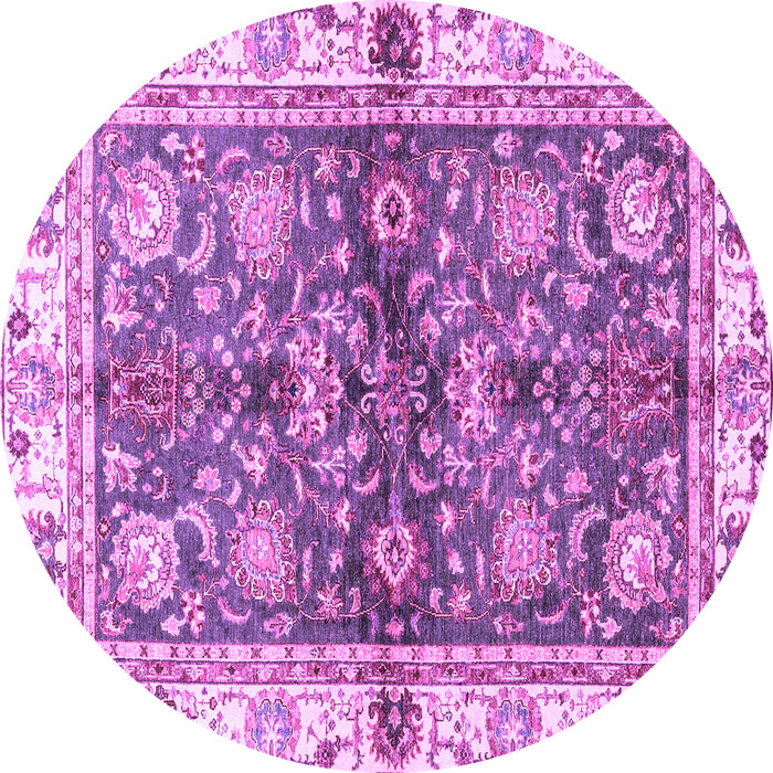 Round Machine Washable Oriental Purple Modern Area Rugs, wshabs3214pur