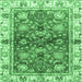 Square Machine Washable Oriental Emerald Green Modern Area Rugs, wshabs3214emgrn