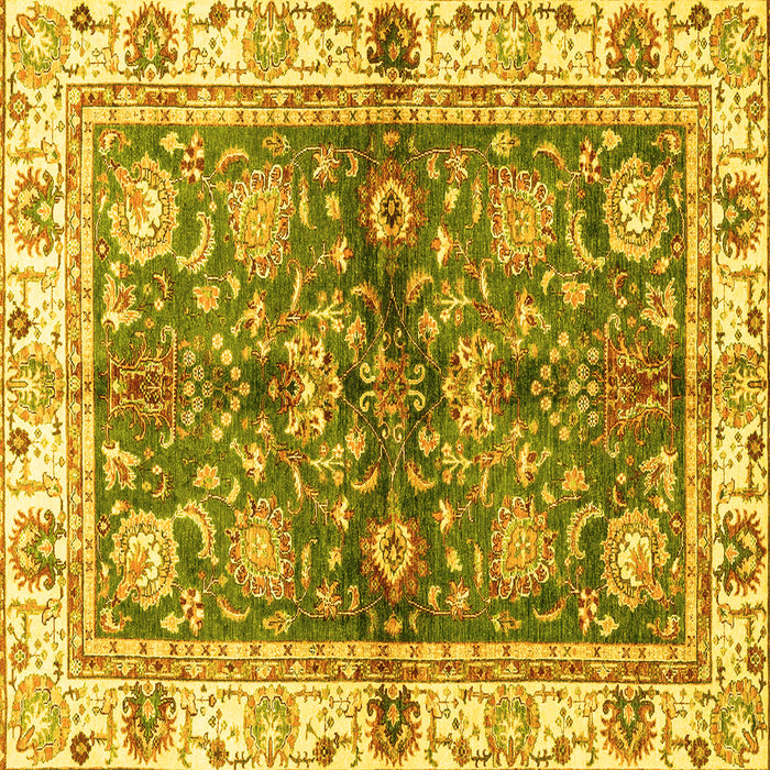 Square Machine Washable Oriental Yellow Modern Rug, wshabs3214yw