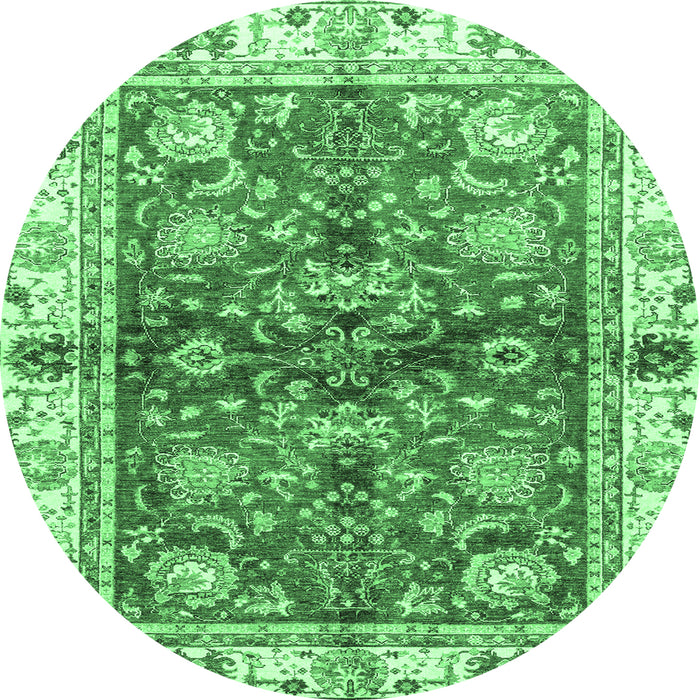 Round Oriental Emerald Green Modern Rug, abs3214emgrn