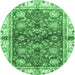 Round Oriental Emerald Green Modern Rug, abs3214emgrn