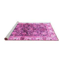Sideview of Machine Washable Oriental Pink Modern Rug, wshabs3214pnk