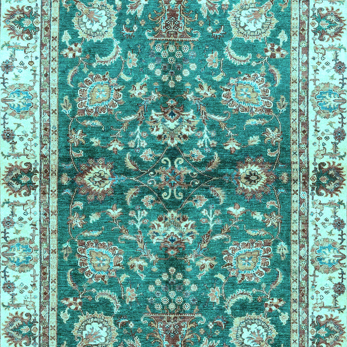 Machine Washable Oriental Light Blue Modern Rug, wshabs3214lblu