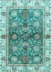 Oriental Light Blue Modern Rug, abs3214lblu