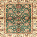 Square Abstract Ginger Brown Green Oriental Rug, abs3214