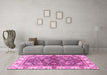 Machine Washable Oriental Pink Modern Rug in a Living Room, wshabs3214pnk