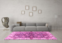 Machine Washable Oriental Pink Modern Rug, wshabs3214pnk