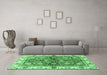 Machine Washable Oriental Emerald Green Modern Area Rugs in a Living Room,, wshabs3214emgrn