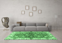 Machine Washable Oriental Emerald Green Modern Rug, wshabs3214emgrn