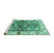 Sideview of Machine Washable Oriental Turquoise Modern Area Rugs, wshabs3214turq
