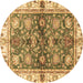 Round Oriental Brown Modern Rug, abs3214brn