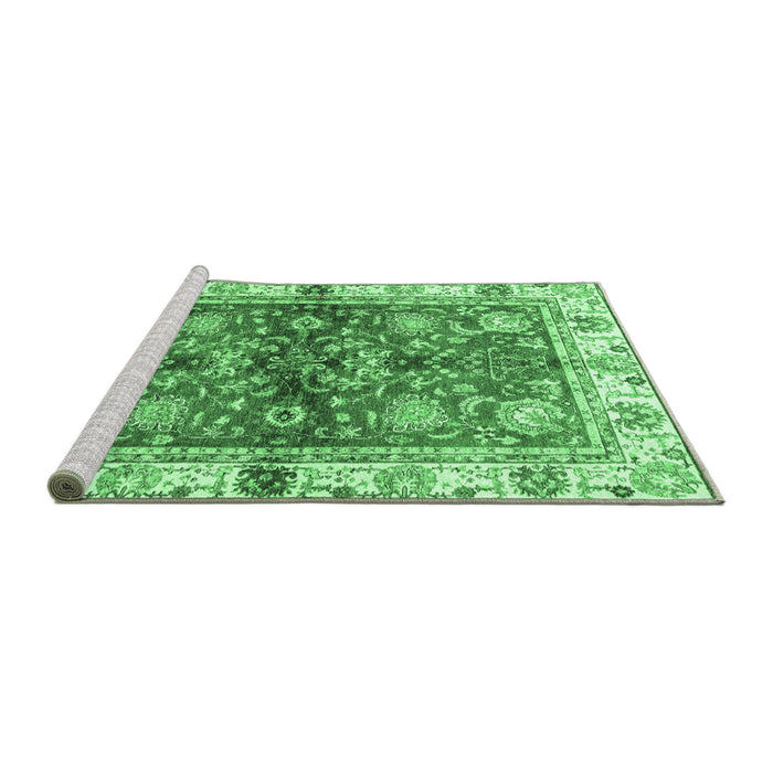 Sideview of Machine Washable Oriental Emerald Green Modern Area Rugs, wshabs3214emgrn