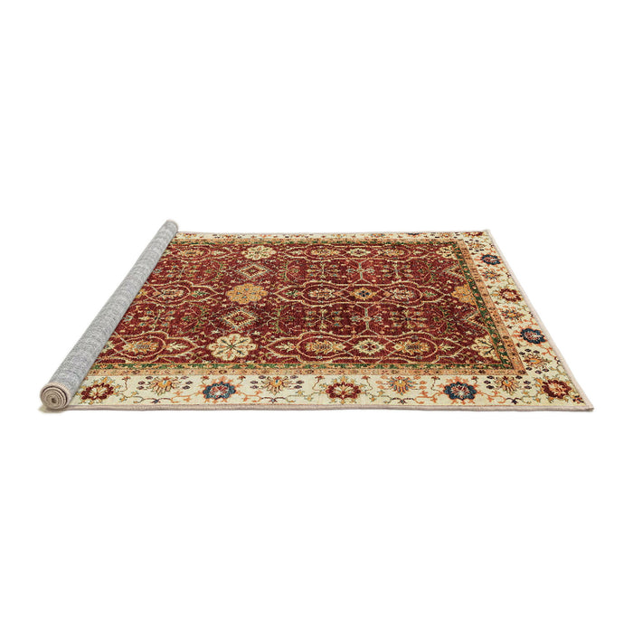 Sideview of Machine Washable Abstract Yellow Rug, wshabs3215