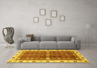 Machine Washable Oriental Yellow Modern Rug, wshabs3215yw