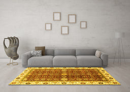 Machine Washable Oriental Yellow Modern Rug in a Living Room, wshabs3215yw