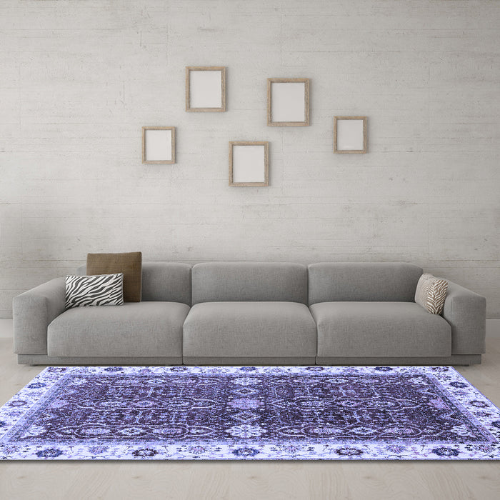 Machine Washable Oriental Blue Modern Rug in a Living Room, wshabs3215blu