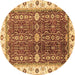 Round Oriental Brown Modern Rug, abs3215brn