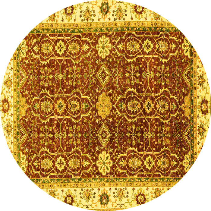 Round Machine Washable Oriental Yellow Modern Rug, wshabs3215yw